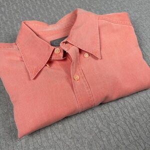 Talbots Men's Casual Coral Button Down Shirt Weathered Tweed Large